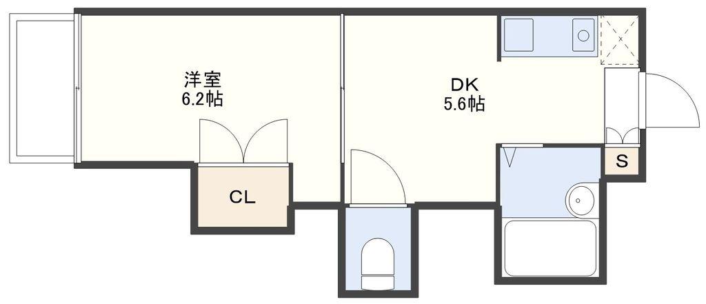 ウォーターフロント出島(1DK/9階)の間取り写真