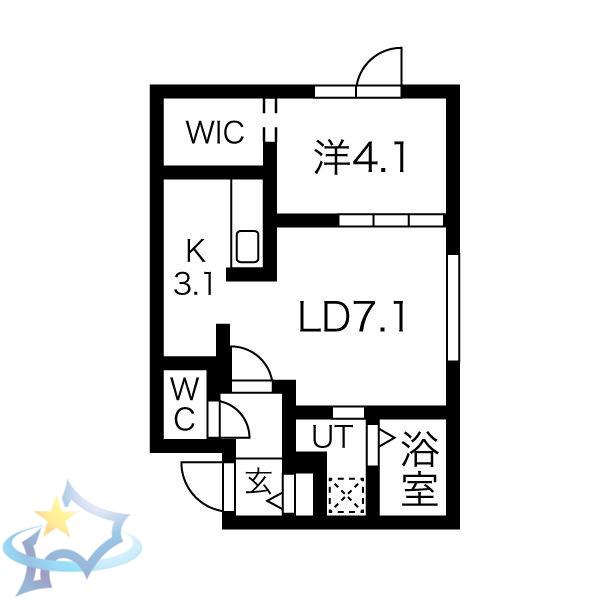 PORTE-BONHEUR NISHISEN6JO(1LDK/5階)の間取り写真