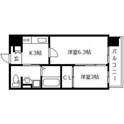 アメニティ香椎宮前(2K/2階)の間取り写真