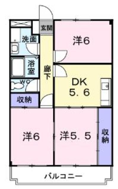 ウェルスト-ン相模野(3DK/3階)の間取り写真