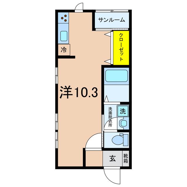 PSレジデンス(ワンルーム/2階)の間取り写真