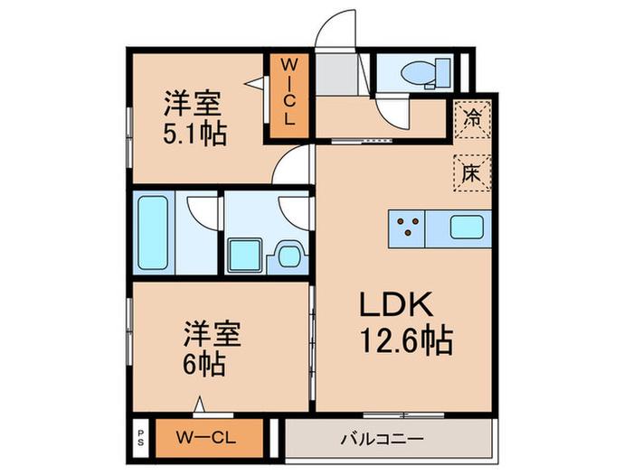 D-ROOM板付(2LDK/2階)の間取り写真