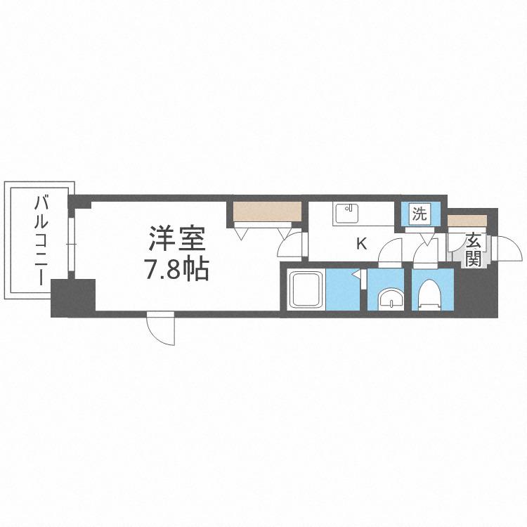 プランドール北浜(1K/10階)の間取り写真