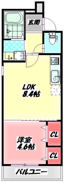 フジパレス月出町II番館(1LDK/2階)の間取り写真