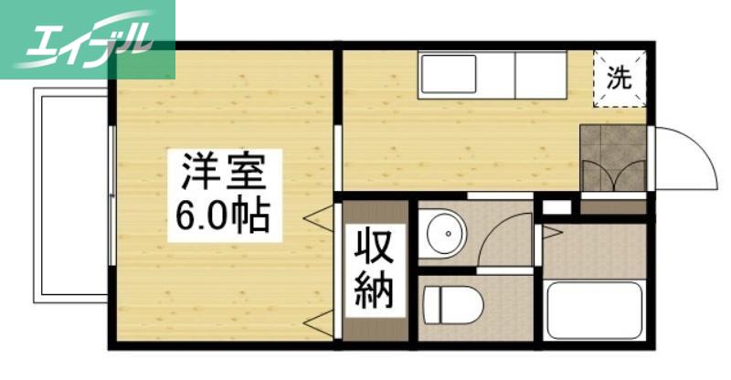 モデラート21 A棟(ワンルーム/1階)の間取り写真