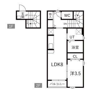 東北新幹線 古川駅 徒歩19分 2階建 築1年(1LDK/2階)の間取り写真