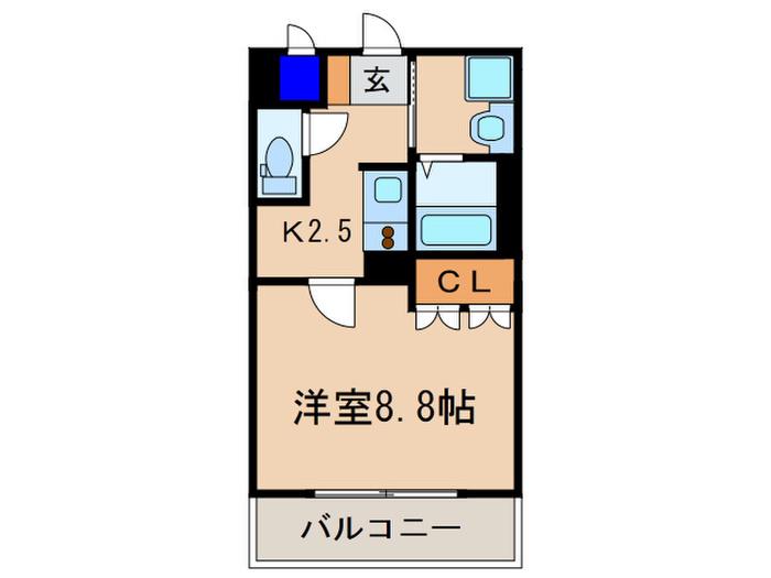 エクセル城陽(1K/1階)の間取り写真
