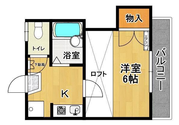 フローラ C棟(1K/2階)の間取り写真