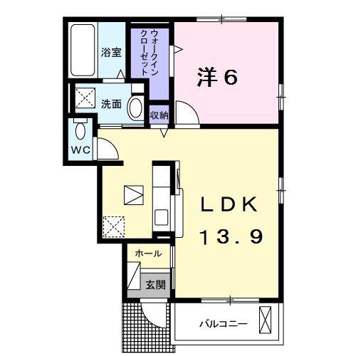 ダンデライオン青山A(1LDK/1階)の間取り写真