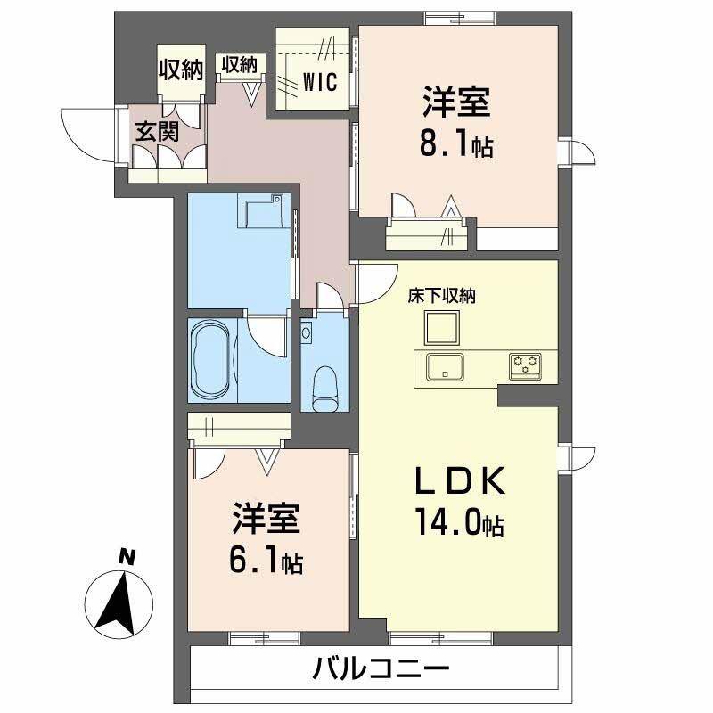 MOANA GARDEN 水前寺(2LDK/1階)の間取り写真