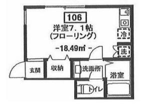サンコート千歳烏山(ワンルーム/1階)の間取り写真
