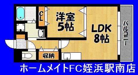 福重MIYOSHIビル(1LDK/4階)の間取り写真