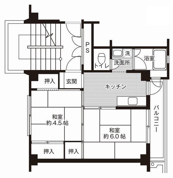 ビレッジハウス八本松 4号棟(2K/3階)の間取り写真