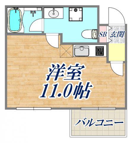 スクエアコートG(ワンルーム/1階)の間取り写真