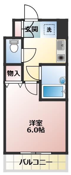 マテリアル府中(1K/3階)の間取り写真