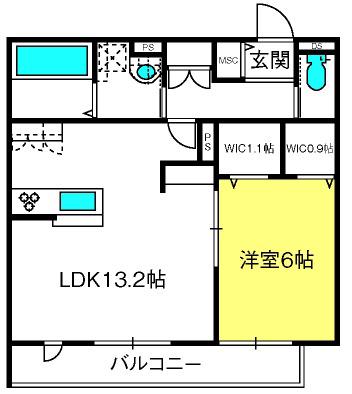 メゾンペールII(1LDK/1階)の間取り写真