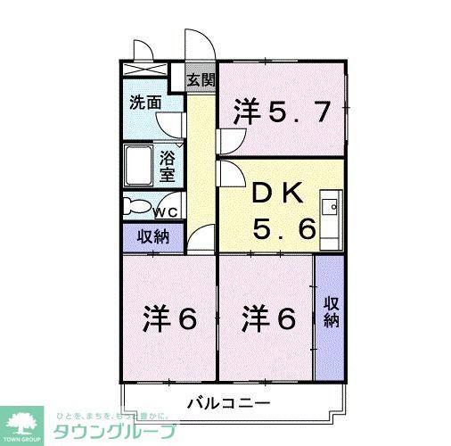 シルベ-ル(3K/3階)の間取り写真