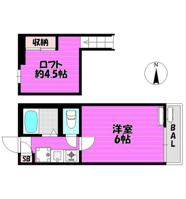 ショコラV(1K/2階)の間取り写真