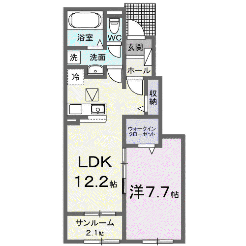 フォレスト(1LDK/1階)の間取り写真