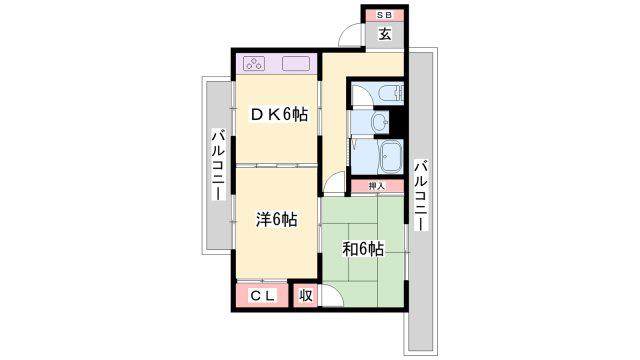 日山マンション(2DK/1階)の間取り写真