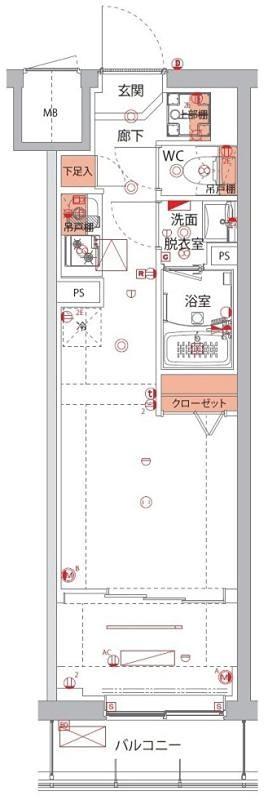 ハーモニーレジデンスパレスフロント 114(1LDK/1階)の間取り写真