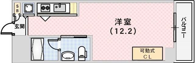 ロイスグラン神戸湊川公園(ワンルーム/4階)の間取り写真