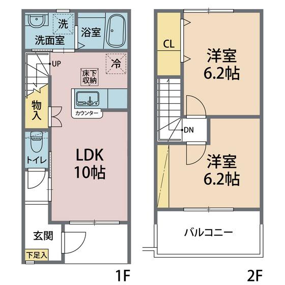 LIEN CLAIR II(2LDK/1階)の間取り写真