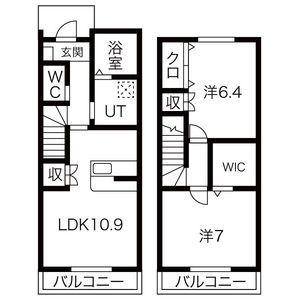 グランドゥールI(2LDK/1階)の間取り写真