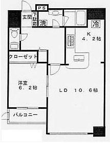 白金タワー(1LDK/19階)の間取り写真