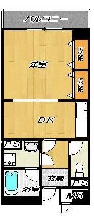 ベルビュー3番館(1DK/5階)の間取り写真
