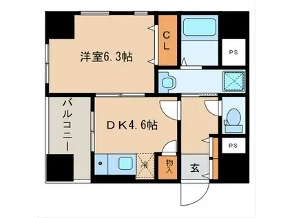 FCORAZON薬院(1DK/4階)の間取り写真