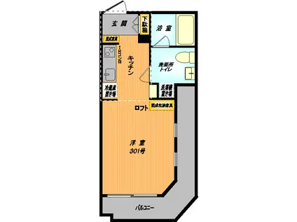 CREST(ワンルーム/3階)の間取り写真