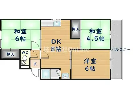 弥生マンション(3DK/4階)の間取り写真