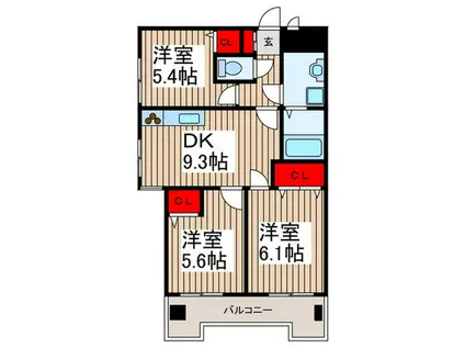 カーサソラール大門(3DK/5階)の間取り写真