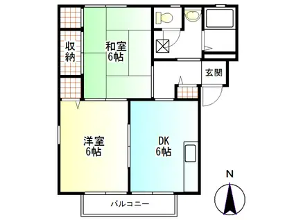 パストラルハイツ(2DK/2階)の間取り写真