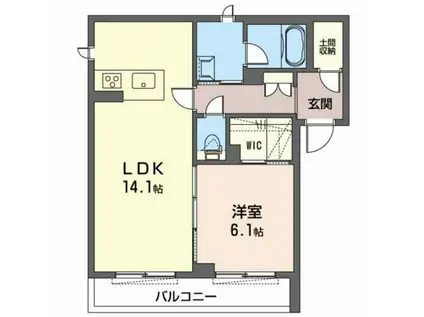 アクアコート草津II(1LDK/2階)の間取り写真