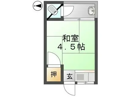 みどり荘(ワンルーム/2階)の間取り写真