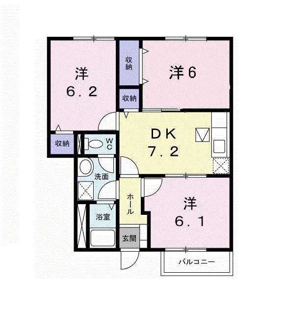 ビッグフォレストS(3DK/1階)の間取り写真