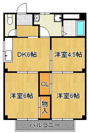 エスポワール萩原(3DK/2階)の間取り写真