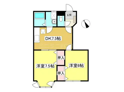 シーパレス南新田(2DK/1階)の間取り写真