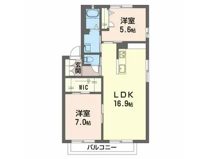 トータス井上 A棟(2LDK/2階)の間取り写真