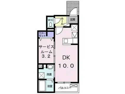 フェリースIV(1DK/1階)の間取り写真