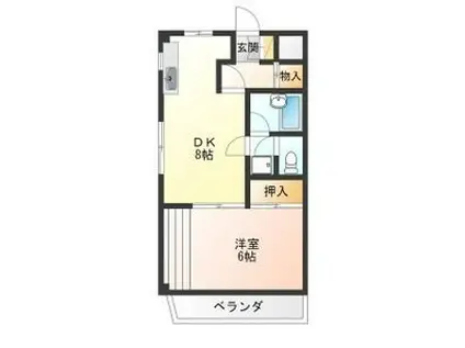 レジデンス滝の原I(1DK/3階)の間取り写真