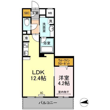 ヴェッセル持田(1LDK/5階)の間取り写真