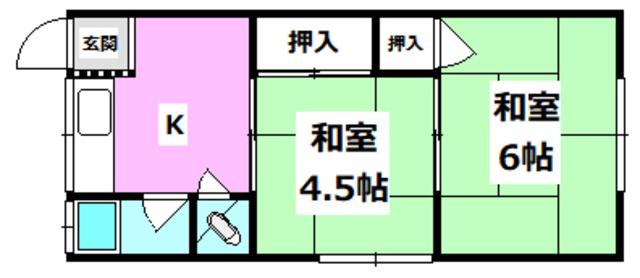 東太田第三文化(2K/2階)の間取り写真