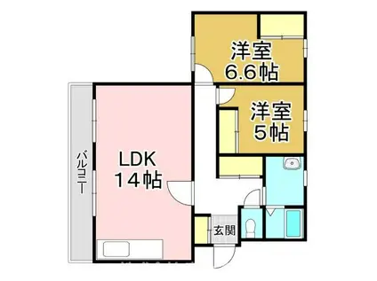 コーポなかむら(2LDK/4階)の間取り写真