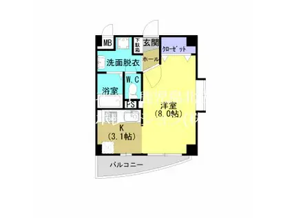 メロウスペースIII(ワンルーム/3階)の間取り写真