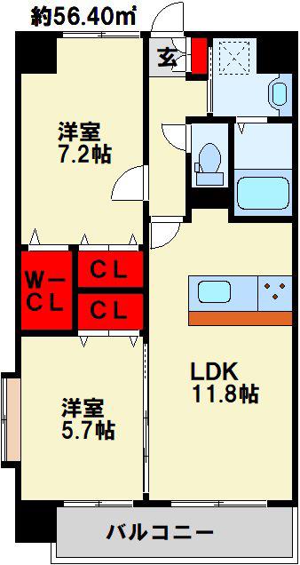 リオ・グランデ(2LDK/3階)の間取り写真