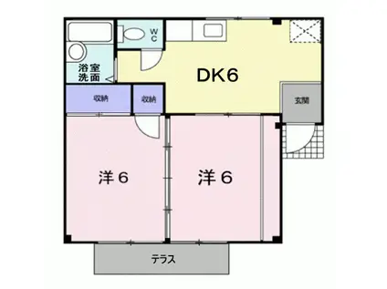 シティハイツ幸A(2DK/1階)の間取り写真