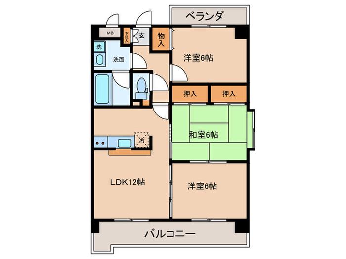 シェモワM(3LDK/3階)の間取り写真